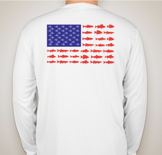American Flag Fishing Shirt USA - Performance Long Sleeve Small / Sport Gray