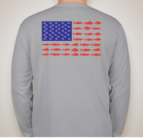American Flag Fishing Shirt USA - Performance Long Sleeve