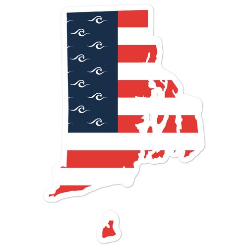 Rhode Island American Flag Sticker