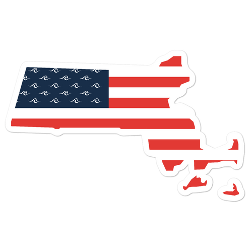 Massachusetts American Flag Sticker