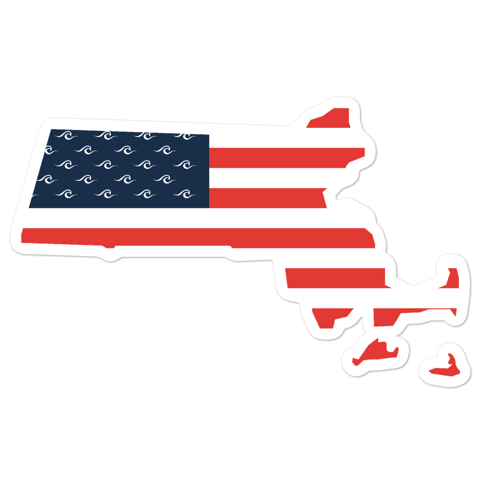 Massachusetts American Flag Sticker